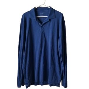 J Crew Royal Blue Classic Polo Long Sleeve Polo Shirt Size XL Tall